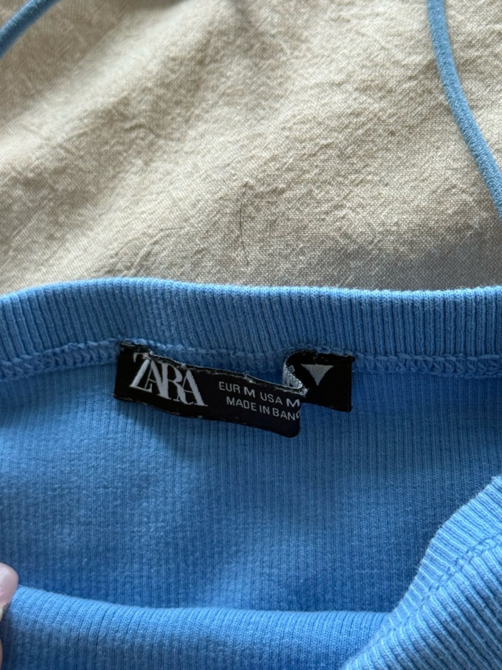 Zara Light Blue Ribbed Tank - Picture 2 of 2